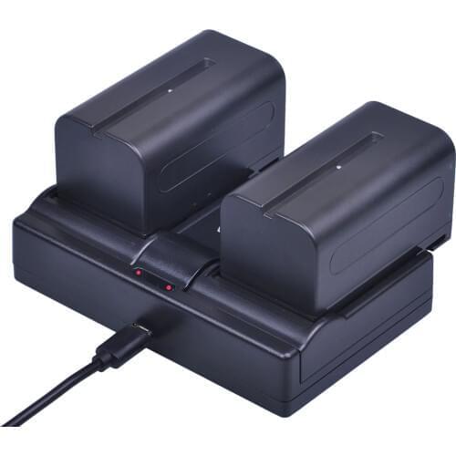 Batmax 2Pcs 7.2V 5200mAh NP-F770 NP-F750 NP F770 NP F750 NPF770 750 Batteries + Dual USB Charger for Sony CCD-RV100 DCR-TRU47E