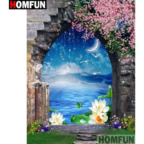 HOMFUN Full Square/Round Drill 5D DIY Diamond Painting "Flower tree scenery" Embroidery Cross Stitch 5D Home Decor Gift A17854