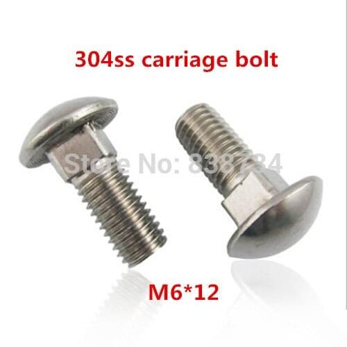50pcs a2 70 304 stainless steel carriage bolt m6*12