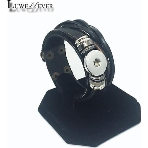 Hand Woven 135 Really Genuine Original Leather Bracelet 12mm 18mm Snap Button Bangle Charm Jewelry For Women Men Gift
