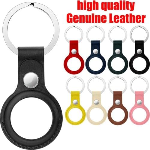 Genuine leather case For AirTags Leather Protective Case with Key ring Anti-scratch Portable Accessories Protector Cover AirTags