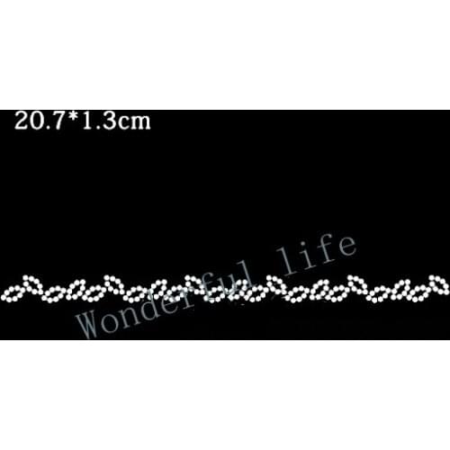Wonderful life free shipping rhinestones motif heat transfer iron on patch garment accessories many leaf in a line