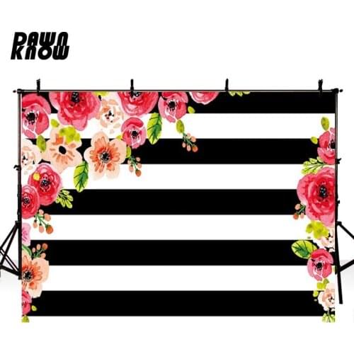 DAWNKNOW Black Stripe Photography Background For Kids Flower Photo Shoot Backdrops For Children Photocall Photo Studio lv1016