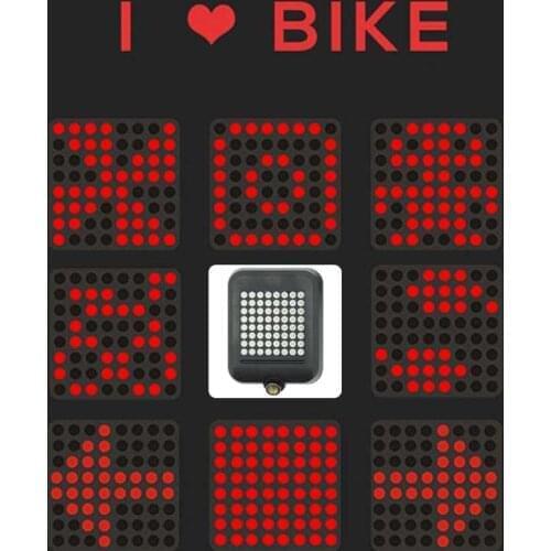 WasaFire 64 LED Intelligent Brake Projection Bicycle Light Red Laser Bike Tail Rear Turn Light USB Rechargeable Bike Reflector