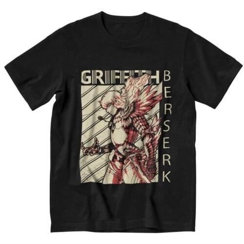 Vintage Japanese Manga Gattsu Berserk T Shirt Men Short Sleeve Cotton T-shirt Swordsman Gatsu Griffith Tee Top Streetwear Tshirt