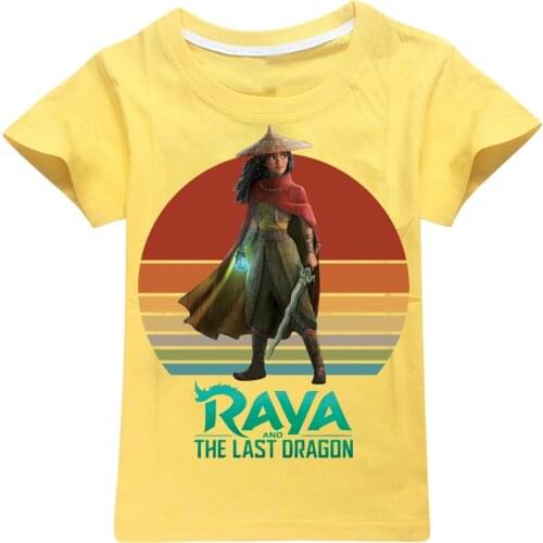 Raya and The Last Dragon Girls T-shirt 2021 Summer Kids Cotton Tshirt Boy Tops O-neck Tees Children Short Sleeve Cartoon Clothes