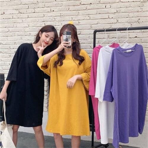 100% Cotton Women Oversize T Shirt Female Kawaii Tops Half Sleeve Fashion Summer Funny Basic Dress Shirt Girl Hip Hop Clothes
