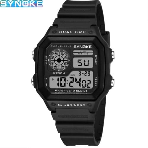 Hot Sale SYNOKE Mens Sports Watch Waterproof Square Dial Digital Wristwatch LED Men Luxury Watches Electronic Male Reloj Hombre