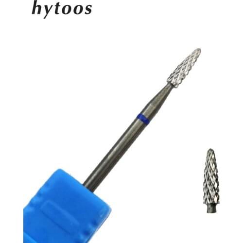 HYTOOS Cuticle Carbide Nail Bit 3/32" Rotary Carbide Burr Milling Cutter For Manicure Nails Accessories Tool