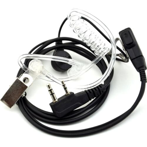 Walkie Talkie Earphone Air Acoustic Tube Earpiece Baofeng Radio 2 Pin PTT Transparent Headset Microphone K Port UV-5R 888S
