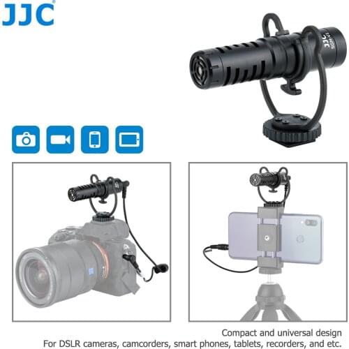 JJC Cardioid Microphone For DSLR Mirrorless Camera Video Camcorders Phones Tablets Recorders Microphone For Vloggers Interview