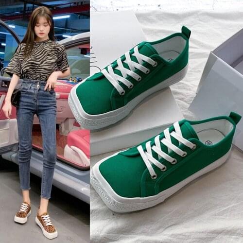 2021 Summer Womens Vulcanize Shoes Low Cut White Shoes Ladies Lacing Comfort Breathable Walking Canvas Zapatos De Mujer