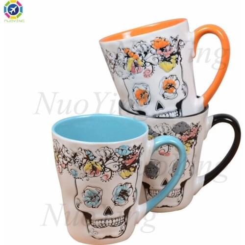 Skull Cup Creative Ceramic Mug Personality Couple Cup Large Capacity Drinking Cup Home Coffee Cup Tea Cup Halloween Gift
