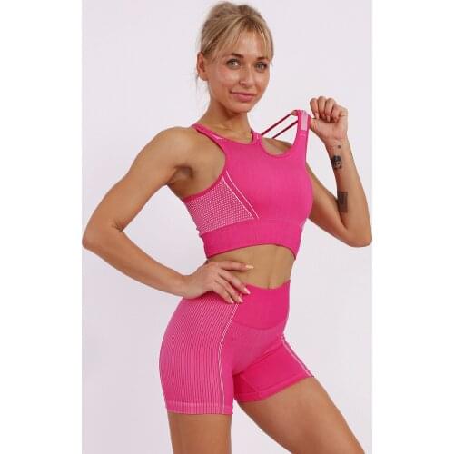Yoga Ropa Deportiva Mujer Gym Leggings Seamless Sports Bra Set Fitness Pants Running Shorts Red Workout Clothes for Women