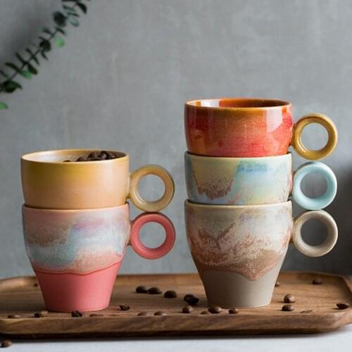 Japanese Stoneware Mug Coffee Cups Cool Funny Friend Gift Office Tea Water Cup Handle Ceramics Creativity Vintage Espresso Mugs