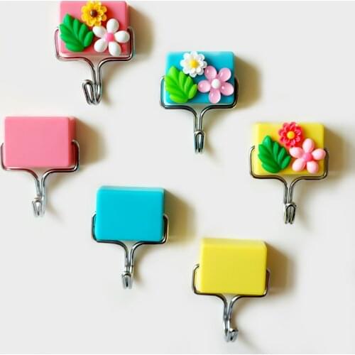 Cute flower Magnet Hook Refrigerator Magnet Creative Kitchen fridge stickers decoretion Seamless Hook Magnet Magnetic Hook