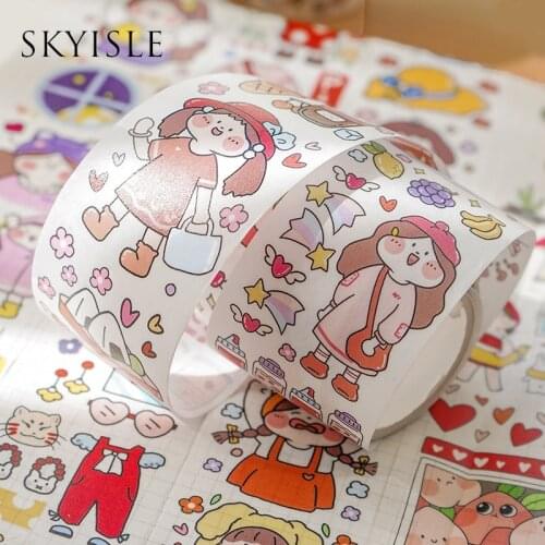 SKYISLE Chubby little girl cartoon Instagram cute hand tent and paper tape special oil meat ball mobile phone shell DIY sticker