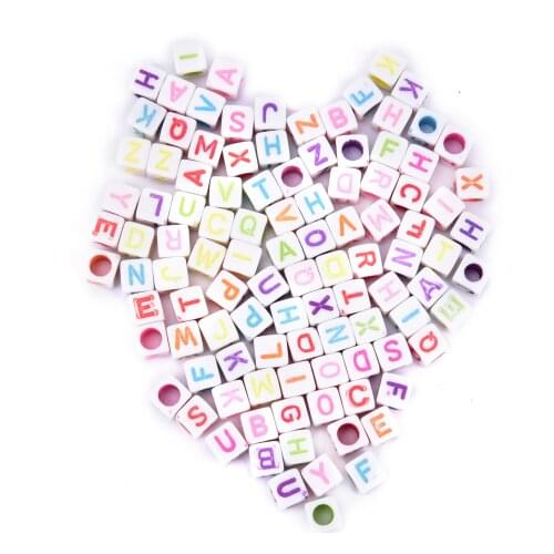 NEW 100pcs Square Alphabet Letter Charms Mixed 6mm Acrylic Beads DIY Jewelry Making