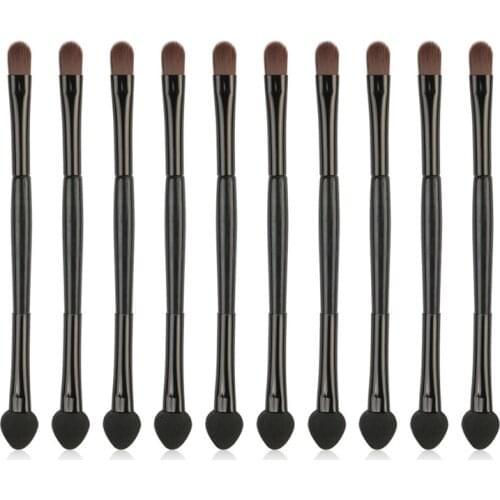 New Hot Sale10PCS Professional Eyes Beauty Make Up Set Double-headed Eyeshadow Eyebrow Sponge Head Brushes Cosmetic Brush Tools