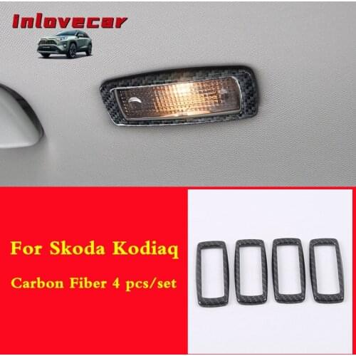 Reading light trim cover carbon fiber Styling Interior Mouldings car-styling Accessories 4pcs For Skoda Kodiaq 2017 2018 2019
