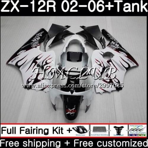 Red flames new+Tank For KAWASAKI NINJA ZX1200 C ZX-12R 2003 2004 2005 2006 72HC.13 ZX 12R 1200CC 12 R ZX12R 03 04 05 06 Fairings