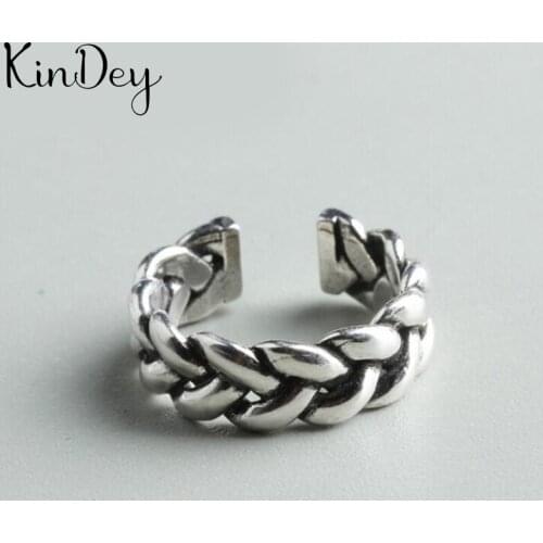 Wholesale Antique Silver Color Twist Chains Rings For Women Statement Jewelry Finger Ring anillos mujer bijoux