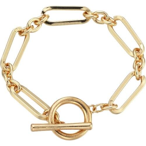 ORNAPEADIA Minimalist Geometric Chain OT Buckle Alloy Bracelet for Women Metal Ring Light Luxury Temperament Bracelet Jewelry