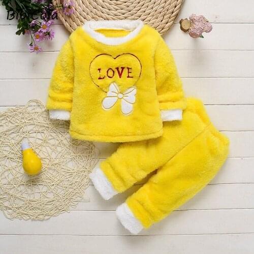Autumn Winter Flannel Pajamas Newborn Clothes Baby Boy Clothes Set For Girls Clothing Toddler Plush Suit Casual Kids Homewear