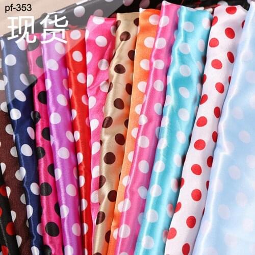 Shade Dot Print Satin Polyester Point Cap Scarf Ribbon Dress Pajama Fabric Non stretchy