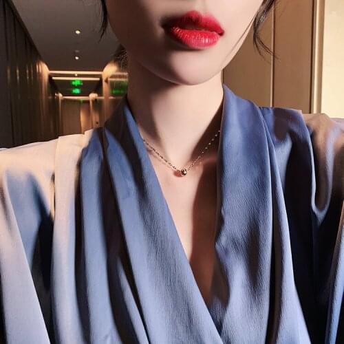 Temperament wild clavicle chain with titanium steel necklace non-fading round ball fashion bead pendant for fashion women gifts