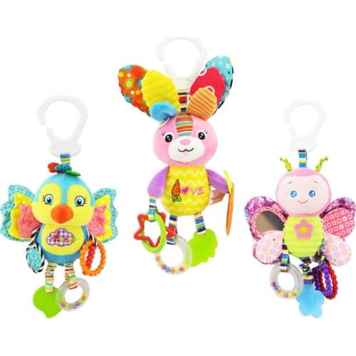 Plush Bed Baby Toys Hanging Bell Baby Rattle Mobile Stroller Rabbit BB bed Bell Paper Rubber Rings for Newborn Baby