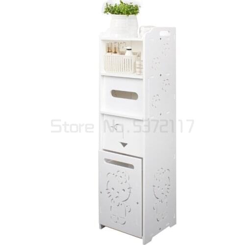 12 Models Bathroom Storage Shelf Toilet Furniture Bath Cabinet White Wood Cupboard Shelf Tissue Cloth Storage Rack Locker