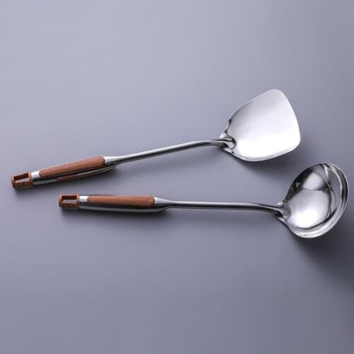 Portable Kitchen Utensils Tool Stainless Steel Non-stick Turner/Ladle Food Wok Spatula Spoon Kitchen Cooking Tools Cookware