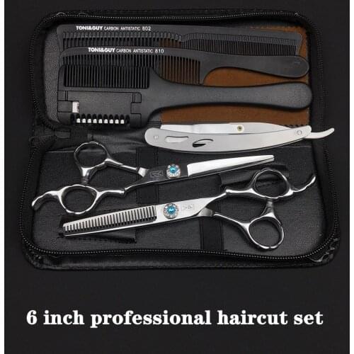Professional 6 Inch Japan 440C Hair Scissors Bag Set Cutting Scissors Barber Thinning Scissors VP Hairdressing Scissors set