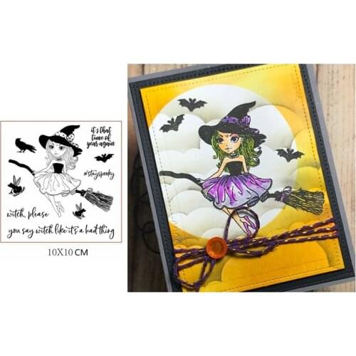 Clear Silicone Stamps Halloween Bat Witch Girl Crow Letter Stamps DIY Retro Scrapbooking Craft Cards Decorate Stencils New 2019