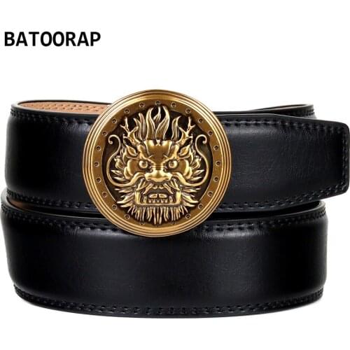 Designer Luxury Belt High Quality Genuine Leather Mens Black Trouser Strap Metal Automatic Buckle Dragon Cowhide Ratchet Belts