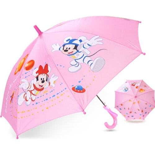 Pink Cartoon Mickey Minnie Children Umbrella Long handle Semi-automatic Boy Girls Sunscreen Kids Gift Parasol Umbrella