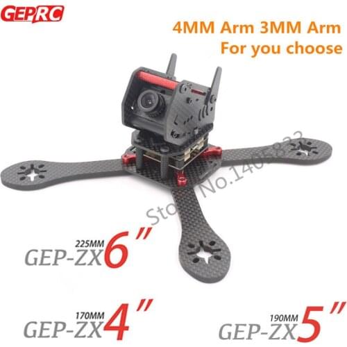 DIY FPV GEPRC GEP-ZX4 170mm / GEP-ZX5 190mm / GEP-ZX6 225mm 4-Axis 3K Carbon Fiber Frame 4MM & 3MM Arm For FPV Racing Quadcopter