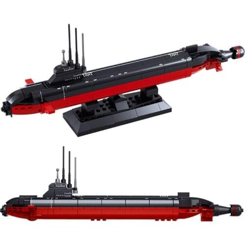 SLUBAN Military Nuclear Submarine Naval Vessels Ship Building Blocks Warship Boat Bricks Classic Model Educational Toys For Kids