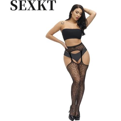 Sexy Black Open Base Lace Seductive Transparent One-Piece Jacquard Stockings Sling Long Tube Mesh Stockings Lingerie Bodysuit