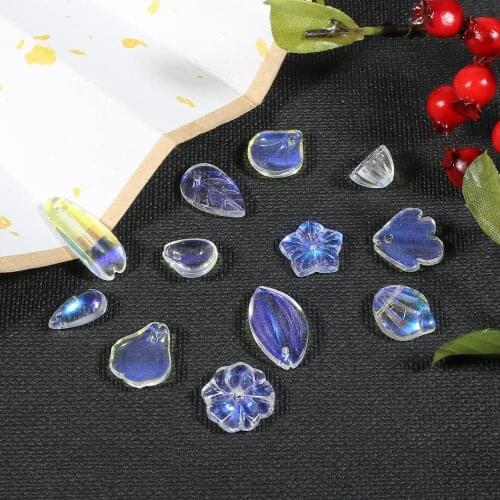 10pcs/lot Glass petals beads plum flowers lotus leaves styles For Jewelry Making Arts Crafts Apparel Sewing Garment Beads DIY