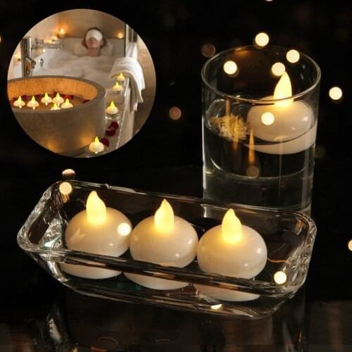 3/6PCS Flickering Flameless Waterproof Candles Lamp Floating On Water Led Lights Battery Powered Halloween Home Party Decoration