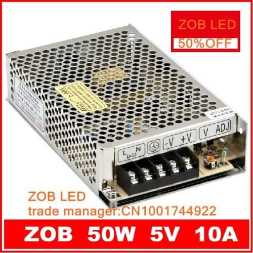 50W 5V 10A LED Switching Power Supply,For LED Strip light,85-265AC input, power suply 5V Output in stocks--2PCS/LOT