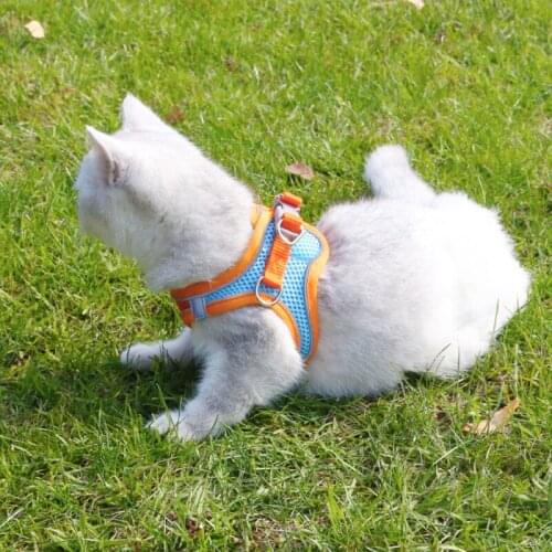 Reflective Dog Cat Harness Vest Adjustable Nylon Breathable Cat Harness And Leash Set Puppy Small Medium Dogs Cats Walking Chain