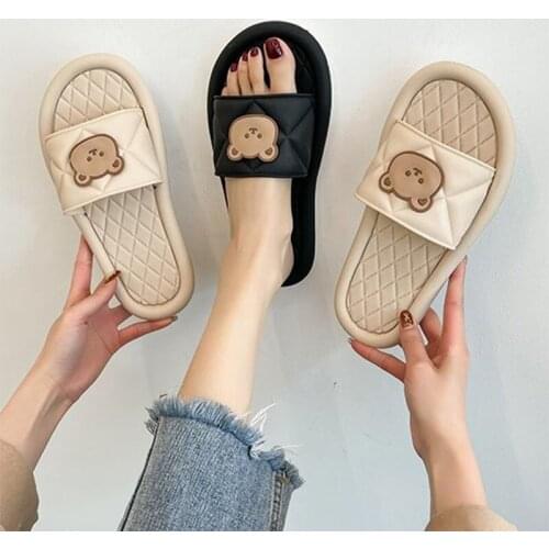 Teddy bear slippers women chaussures plates pantuflas chaussons zapatos planos zapatillas summer kapcie casuales plage Couples