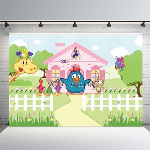 Chick Henhouse Green Garden Flowers Rainbow Mother Hen Custom Photo Studio Backdrops Backgrounds Vinyl Photography Backdrop Prop
