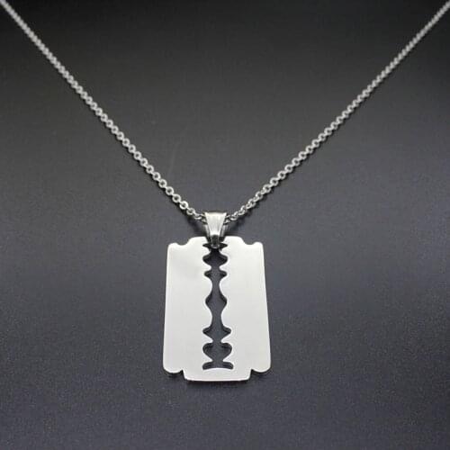 Razor Blades Shape Stainless Steel Chain Bijoux Femme Tag Chokers Necklaces Women Statement Necklaces 55cm