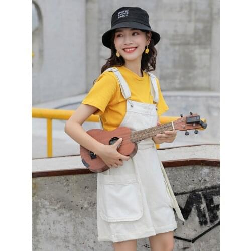 Retro Denim White Jumpsuits for Women 2021 Summer New Style Big Pocket Rompers Womens Jumpsuit Shorts With Belt