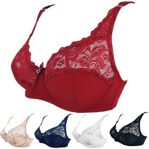 New 2020 Sexy Ultrathin Transparent Brassiere C D Cup Big Size Women Bra Solid Lace Hollow Out Soutien Gorge Underwear