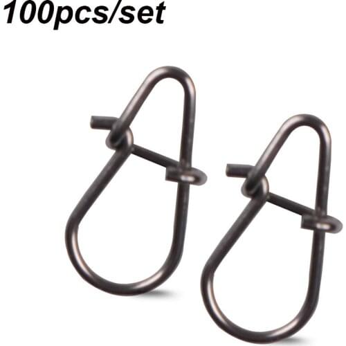 100PCS Stainless Steel Fishing Hanging Snap Oval Split Rings Barrel Swivel Fast lock Connector Portable Fishing Accessory